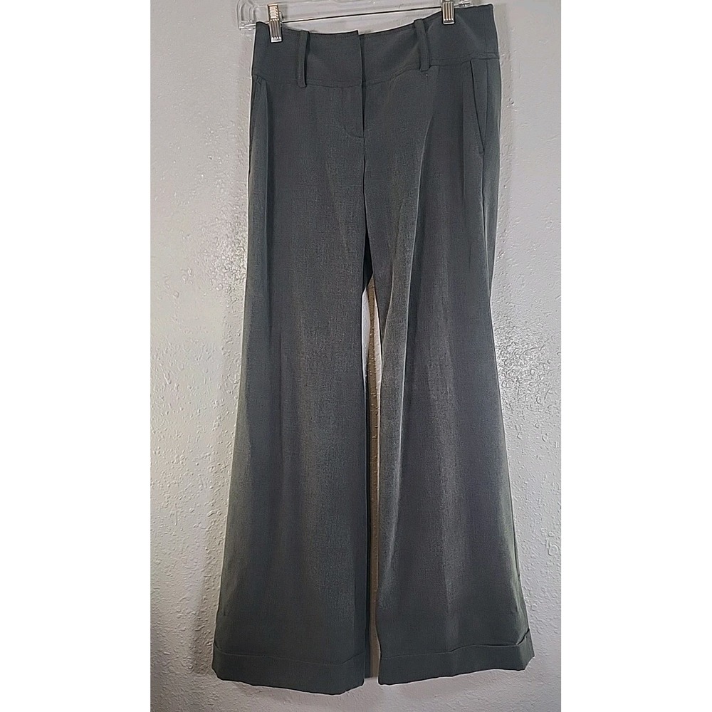 Y2K‎ Ann Taylor LOFT Women Gray Dress Pants 0 Straight Leg Flare Belt Loops Zip